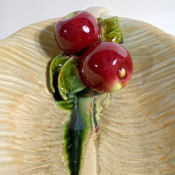 ENCHANTO Dish #324 Pottery Leaf Red Apples California USA approximately 8" x 16" - Picture 5 of 11